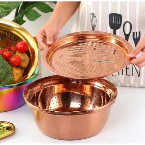 Stainless steel thickened vegetable sink household kitchen large washes rices drain basin multifunctional grater