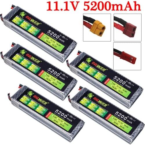 High-Quality LION POWER Lipo 3S Battery 11.1v 5200mAh 30C Battery For RC Helicopter RC Car Boat Quadcopter Remote Control Toys