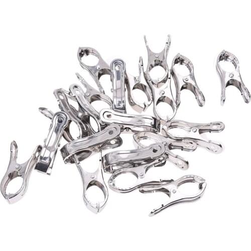 Home Metal Clothespins Hanging Clothes Clips Pegs Silver Tone 20 Pcs