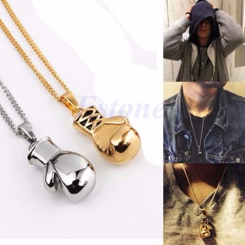 Fashion Jewelry Mens Women Stainless Steel Boxing Glove Pendant Chain Necklace