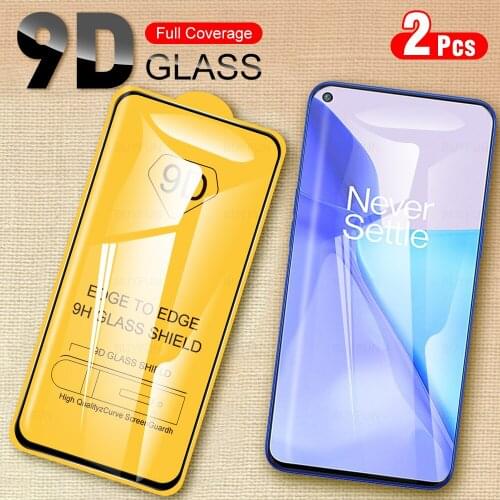 2Pcs 9D Full Glue Tempered Protective Glas Film For OnePlus 9 Phone Screen Protector Glasses For One Plus One+ 1+ 1+9 2021 6.55"