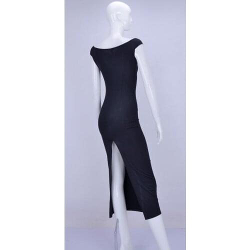 Exotic dance dance Latin dance collar wrapped behind split skirt dress practice Latin W13022