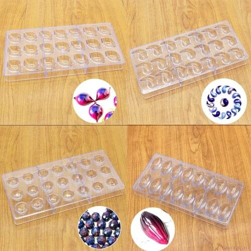 9 Styles DIY Baking Hard Mold Transparent Plastic Acrylic Mold Creative Chocolate Maker Polycarbonate Roses Die Mould