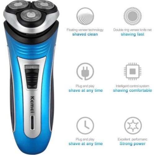 1Set High Quality Mens Electric Rotary Shaver Rechargeable 3D Triple Floating Head Trimmer Beard UK/EU/US Plug Shaver Razor Tool