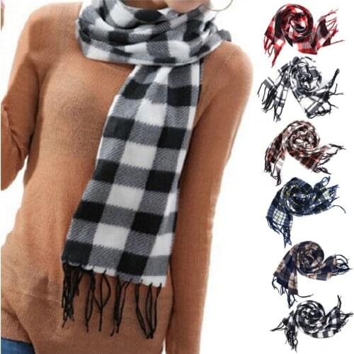 1PCS Women Men Geometric Plaid Scarf Shawl Stylish Wool Blend Wrap Winter Warm Scarf Wholesale 6 Styles