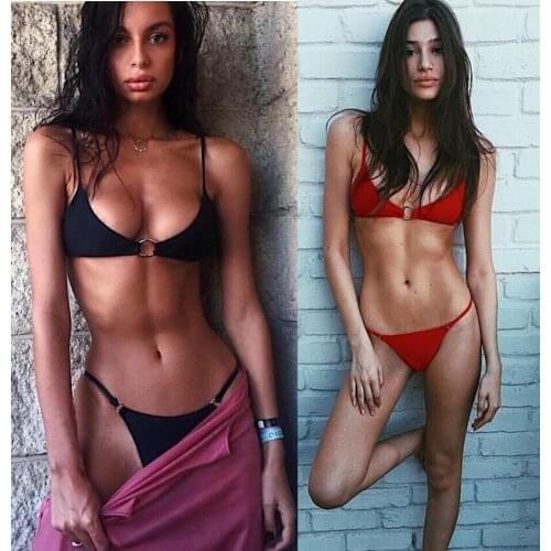 2020 Europe America Womens Split Type Solid Color Metal Ring Bikini Bathing Suit Sexy Bikini /60