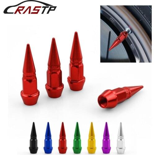 4Pcs Universal Car Spike Tire Valves Motorcycle Auto Bike Spike Shape Dustproof Tire Wheel Stem Valve Caps with Logo RS-QRF017