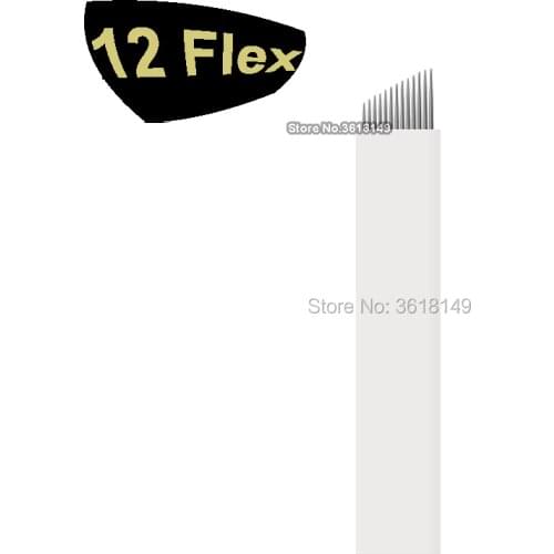 50pcs 12 Flex Microblading Needles Permenent Makeup Pins Tattoo Needle Lamina Agulhas Tebori Agujas Blade for Manual Eyebrow Pen
