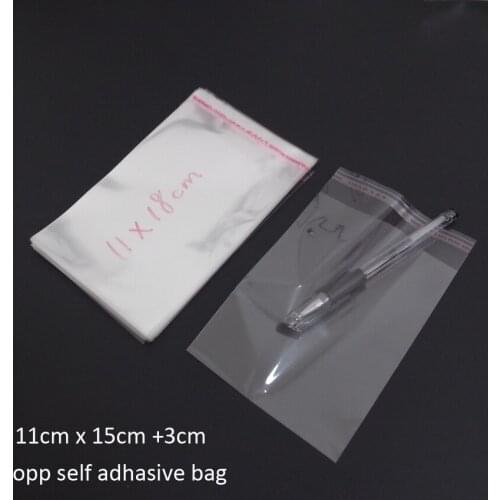 500pcs Clear Resealable Bopp/pvc/ Cellophane Bag 11x18cm(15+3) Transparent Opp Gift Plastic Packaging Bags Self Adhasive Seal