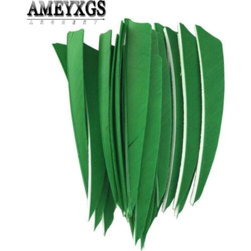 60pcs Arrow Feathers 4" Natural Turkey Feather Right Wing Vanes Shield-shape Shooting Fletching For Hunting Archery Accessories