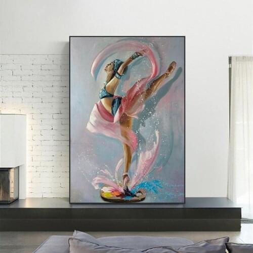 Abstract Dancing Ballerina Canvas Painting Oil Paintings Modern Ballet Girl Wall Art Poster and Prints Home Decor Picture Cuadro