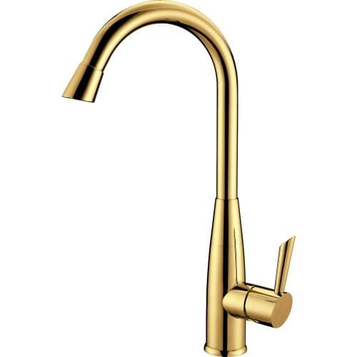 Free ship Luxury Contemporary Golden Solid Brass Kitchen Sink Faucet Tap Mixer