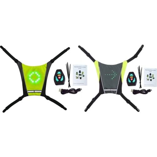 Wireless Cycling Vest MTB Bike Bag Safety LED Turn Signal Light Vest Bicycle Reflective Warning Vests With Remote Control
