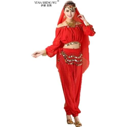 Bollywood Dance Costumes Indian Belly Dance Costumes Set Top+Pant Plus Size Bollywood Oriental Belly Dance Costume Set New