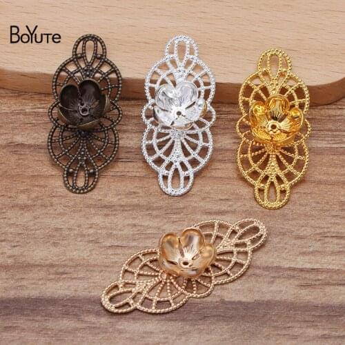BoYuTe 20Pcs 19*43MM Filigree Flower Charms European Vintage Diy Materials