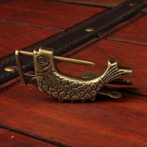 Bronze Alloy Antique Chinese Old Wooden Box Lock Jewelry Chest Box Lock Padlock Retro Small Ornaments Home Decoration