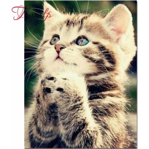 DIY 5D Naughty Kitten Diamond Painting Cross Stitch Cats Kit Diamond Embroidery Animal Diamond Home Decor Craft