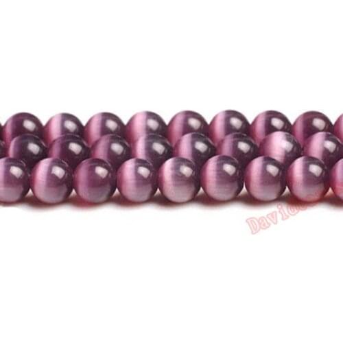 Fctory Price Purple Opal Cat Eye Beads Loose Spacer Stone Strand 6mm 8mm 10mm 12mm For Jewelry Making DIY