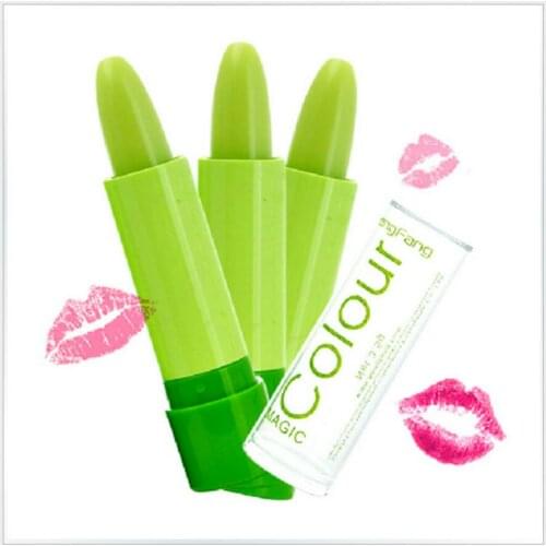 Brand New Hot Sale Lip Balm Magic Change Color Lipstick Green Paste Change Color Turn Into Pink T0481