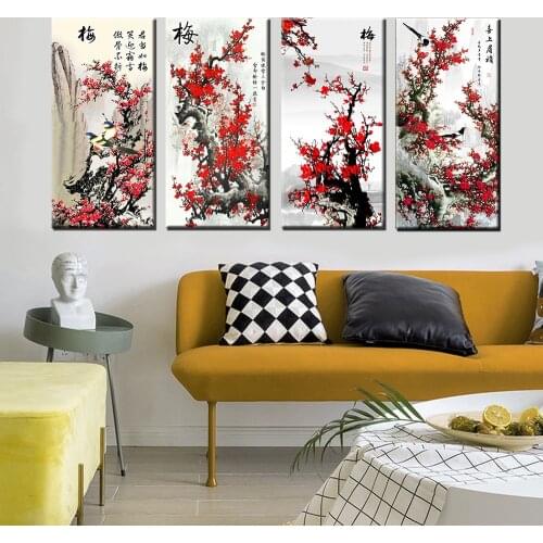 Modern Simple Plum Blossom Canvas Painting Flower Wall Art Print Printing Canvas Painting Wall Art Picture for Home Decortion