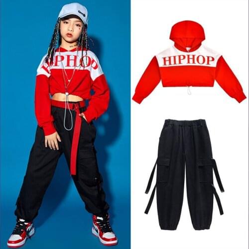 Jazz Dance Costumes For Girls Crop Tops Black Pants Kids Hip Hop Clothing Modern Ballroom Dance Outfit Catwalk Rave Wear BL5696