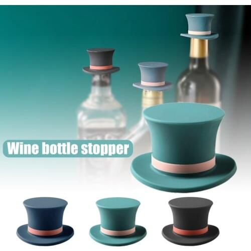 Creative Wine Stopper Silicone Reusable Bottle Stopper Universal Top Hat Shaped Soft Corks for Wine Champagne Kitchen