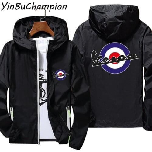 Spring Autum Men Women Bomber Hooded Mod Vespa Target Motorcycle Sports Pilot Casual Thin Windbreaker Sunscreen Skin Jacket 6XL