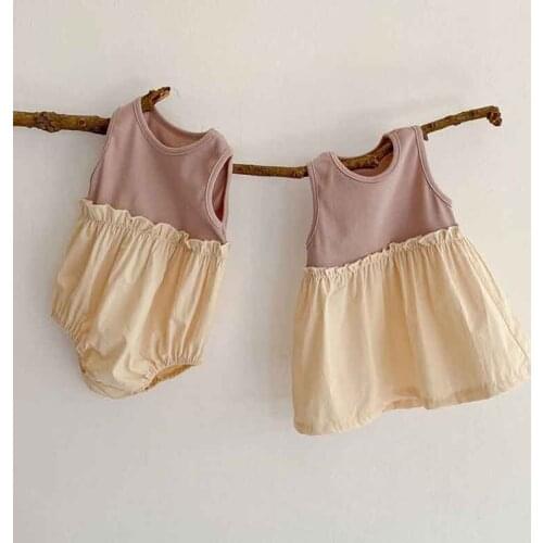 Summer Paragraph Princess Dress Stitching Baby Romper Baby Vest Dress Leotard Bodysuit Newborn Girl Clothes