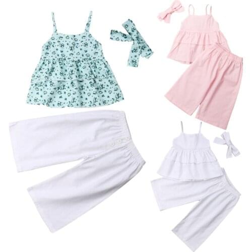 Citgeett Summer Solid Kids Baby Girls Clothes Summer T Shirt Tops + Flared Pants Trousers Cute Set Outfits