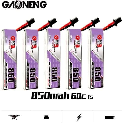 1-10Pcs GNB 850mAh 1S 60C/120C 4.35V HV Lipo Battery GNB27 Plug For RC FPV Racing Drone Whoop Frame Kit Tinywhoop Spare Parts