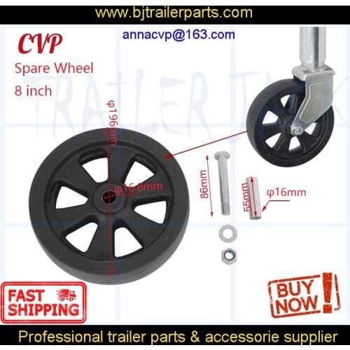 CVP Removalbe 8" Poly Caster Assembly for RAM 1500LBS Trailer Jack Replacement Wheel Kit Spare Parts Caravan Camper Accessories