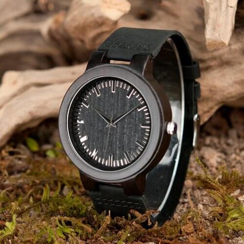 New Brand BOBO BIRD Wood Watch Men Genuine Leather Wristwatch with Paper Gift Box relogio masculino B-C27