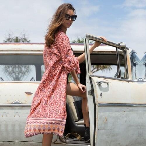 New Arrivals Bathing Suit Cover up Chiffon Print Pareo Beach Swimwear Robe de Plage Beachwear Coverups Saida de Praia #Q197