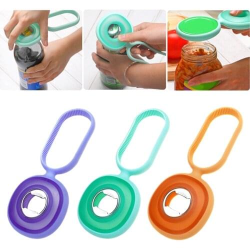 New Kitchen Tools 3 In 1 Food Grade Silicone Stainless Steel Opener Bottle Can Beer 3 In 1 Opener Ring Eco-Friendly Souvenir