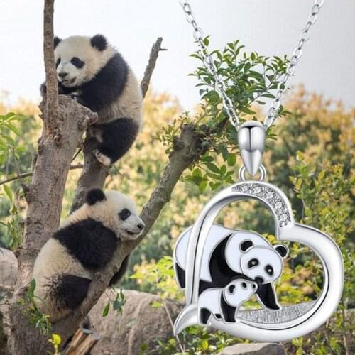 2020 Fashion Panda Pendant Necklace Heart Shape Jewelry For Mother Child Gift for Newborns Charm Chain Chokers For Family Love