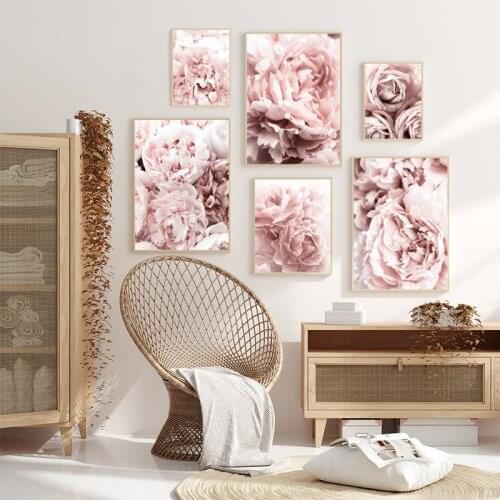 Flower Poster Peony Nordic Print Roses Wall Art Floral Art Canvas Painting Scandinavian Wall Pictures For Living Room Decor