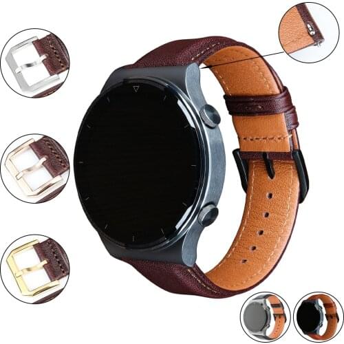 MAIKES 22mm 20mm Watchbands Genuine Leather Watch Band Strap for Huawei Watch GT 2 46mm 42mm Bracelet Correa Sport Wristband