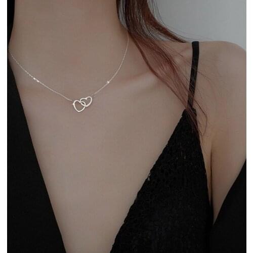 Romantic Simple Heart-shaped Necklace Zircon Pendant Clavicle Chain Womens Wedding Jewelry