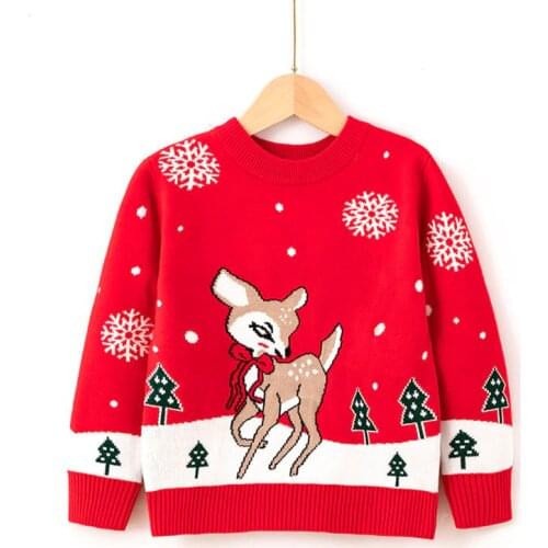 Christmas Girls Sweater 2021Winter Autumn Children Clothing Baby Girl Knitwear Pullover Sweater Kids Cartoon Print Warm Sweaters