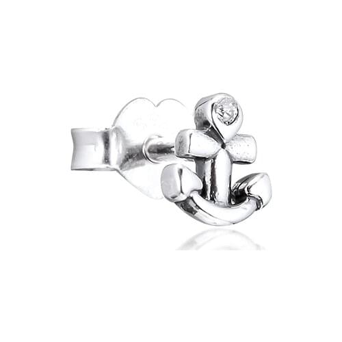 Signature Me My Anchor Single Stud Earring 100% 925 Sterling-Silver-Jewelry Free Shipping