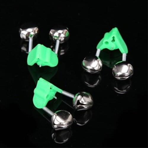5Pcs/lot Bite Alarms Fishing Rod Bells Fishing Accessory Rod Clamp Tip Clip Metal Bells Ring Green ABS Outdoor