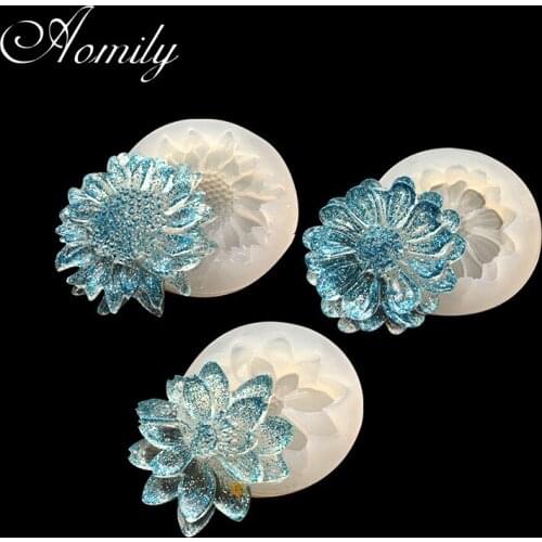 Aomily 3D Sunflower Shape Silicone Mold DIY Handmade Cookies Chocolate Mould Kitchen Cake Pastry Baking Decorating Tools Gadgets