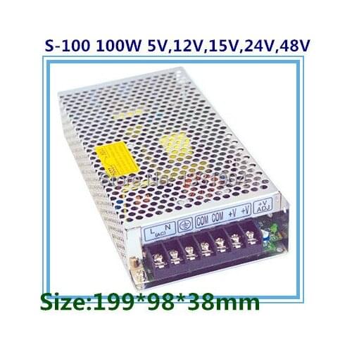 LED switching power supply S-100,100W single phase output,AC input, output voltage 5V,12V.15V,24V transformer can be selected