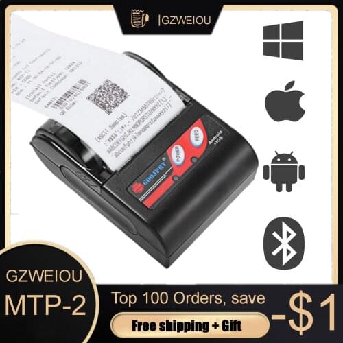 Portable Mini Bluetooth Printer Wireless Thermal Receipt Ticket Printer Bluetooth Android iOS Phone Charged by Power Bank