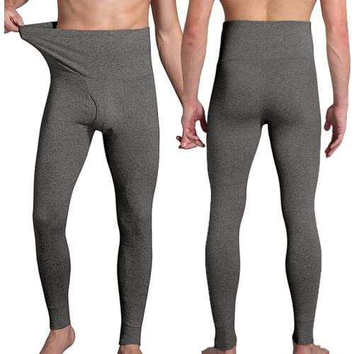 L-7XL Men High Waist Thermal Underwear Bottoms Leggings Thin Slim Long Johns Pants Pijamas Pants Shaper Seamless Warm Sleepwear