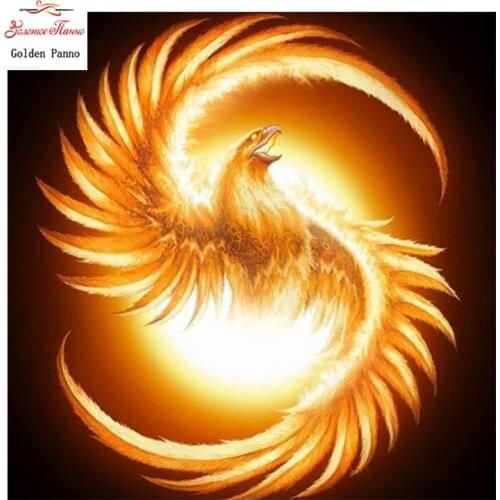 Golden panno,5D,diy diamond embroidery,Full,square,Diamond Painting,Cross Stitch,3D,diamond,Mosaic,Needlwork,phoenix 0125