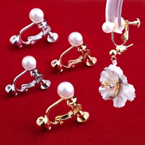 Ear clip diy Painless adjustable spiral Imitation pearls Pierced U type Clip type Ear Stud Change Ear Clip Converter Artifact