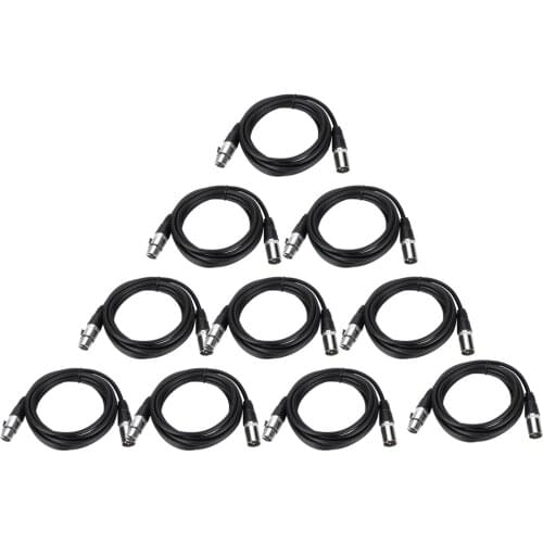 10Pcs 1.5M XLR Audio Mic Cable Male To Female Microphone Cable OD6.0mm Male To Female Audio Cable Black