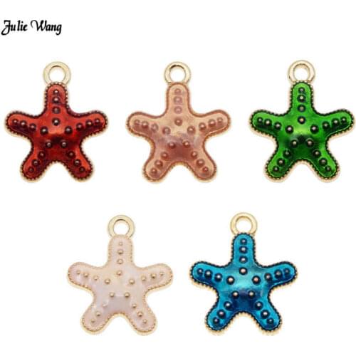 10pcs Enamel Starfish Charms Gold Tone Alloy Pendant For Women Necklace Earring Making Accessory Craft DIY Findings 16*14mm