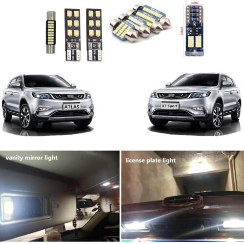 14Pcs Canbus White Car LED Bulbs Interior Light Kit For Geely Atlas 2017-2019 X7 Sport 2017-2019 LED Interior Lights